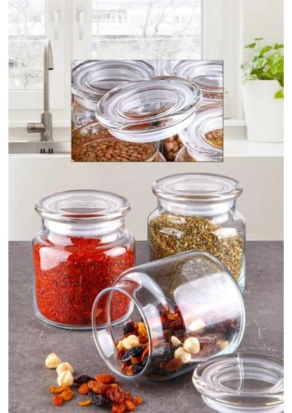 3lü Vakumlu Cam Kapaklı Cam Kavanoz 500 ml