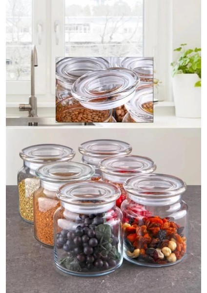 3lü Vakumlu Cam Kapaklı Cam Kavanoz 500 ml