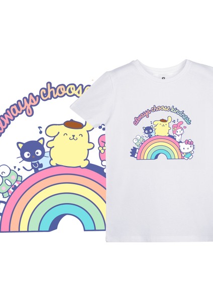 Hello Kitty Gökkuşağı Baskılı Tshirt