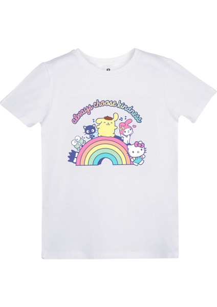Hello Kitty Gökkuşağı Baskılı Tshirt
