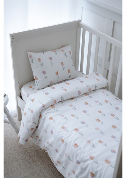 Renkli Laleli Park Yatak Bebek Nevresim Takımı (80X120) - Spring Tulip fırsatları