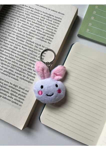 Sevimli Beyaz Tavşan Peluş Kawaii Anahtarlık Çanta ve Cüzdan Aksesuarı Hediyelik