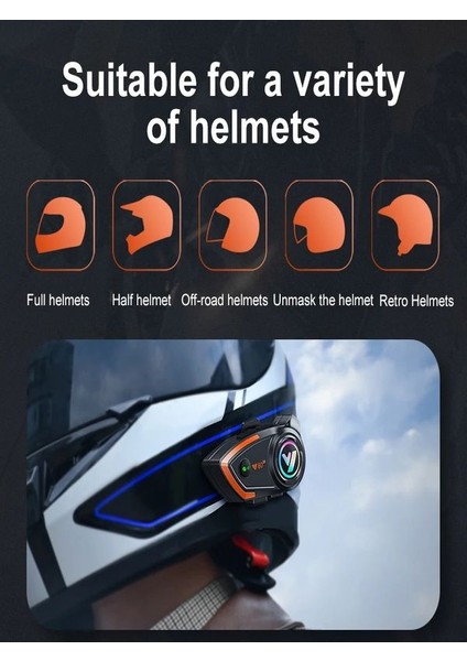 Y8002X Ip67 Su Geçirmez 2kişi 800METRE Blueooth Interkom Motosiklet Kask Kulaklık