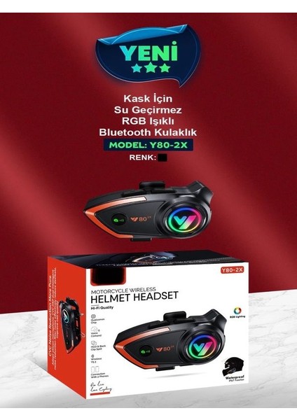 Y8002X Ip67 Su Geçirmez 2kişi 800METRE Blueooth Interkom Motosiklet Kask Kulaklık