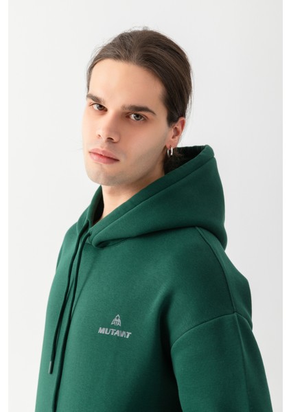 Essential Oversize Kapüşonlu Sweatshirt Nefti Yeşili