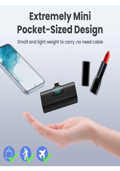 Fp07 5000mah Type-c 20w Ultra Hızlı Şarj Elektronik Taşınabilir Batarya Lcd MİNİ Powerbank Telefon