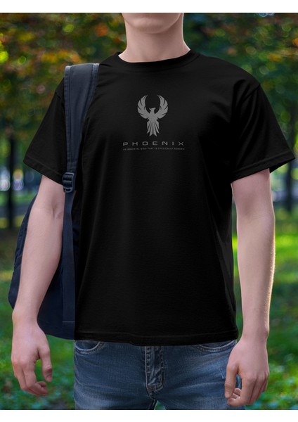 Unisex Tişört, Tarih Ve Antik Sevenler Için, Achaemenid Seri : “Feniks Kuşu” (Phoenix Bird - Simorgh)