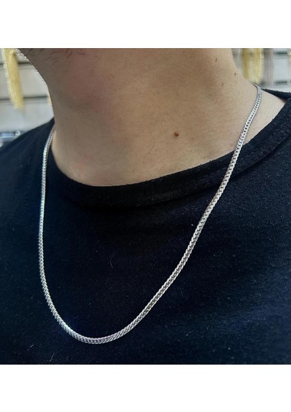 Çelik Gümüş Renk Kobra Zincir Kadın Erkek 2 Li Set