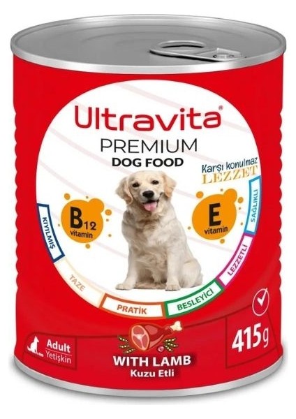 Yüksek Proteinli Kuzu Etli Konserve Yaş Köpek Maması 415 gr X1 Adet