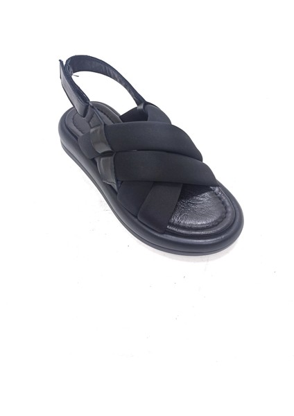 Siyah Streç Kadın Sandalet Ayakkabı fiyatları