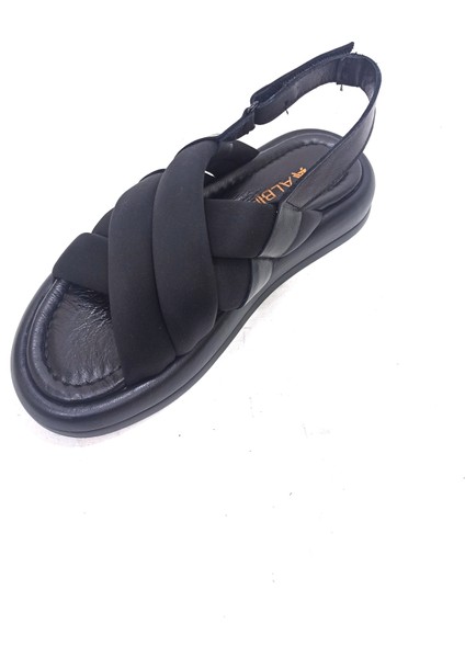 Siyah Streç Kadın Sandalet Ayakkabı modelleri