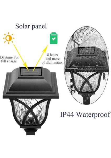 Filli Kutum 6 Adet Yol Lambası Solar Bahçe Lambası Vintage Güneş Enerjili Solar Lamba 6'lı Sokak Lambası