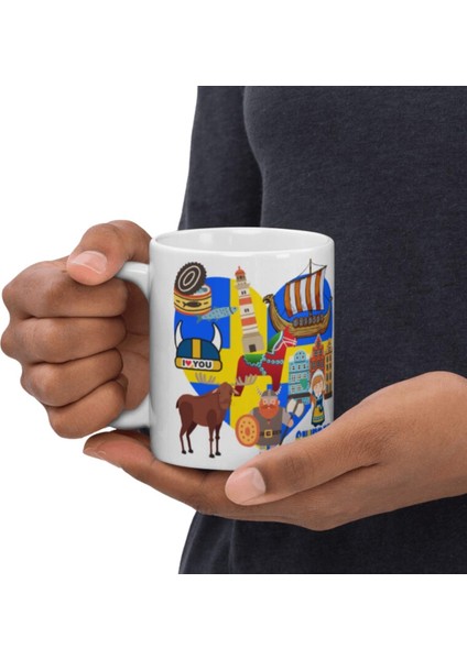 Isveç Kupa Bardak 2 Adet Seyahat Hatıra Sweden Mug
