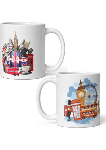 Ingiltere Kupa Bardak 2 Adet Seyahat Hatıra England Mug