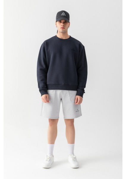 Peak Oversize Nakışlı Sweatshirt Füme