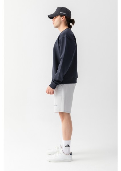 Peak Oversize Nakışlı Sweatshirt Füme