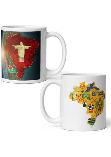 Brezilya Kupa Bardak 2 Adet Seyahat Hatıra Brazil Mug