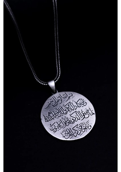 Nazar Dualı ve Ayetel Kürsi Unisex Gümüş Kolye Zincir modelleri