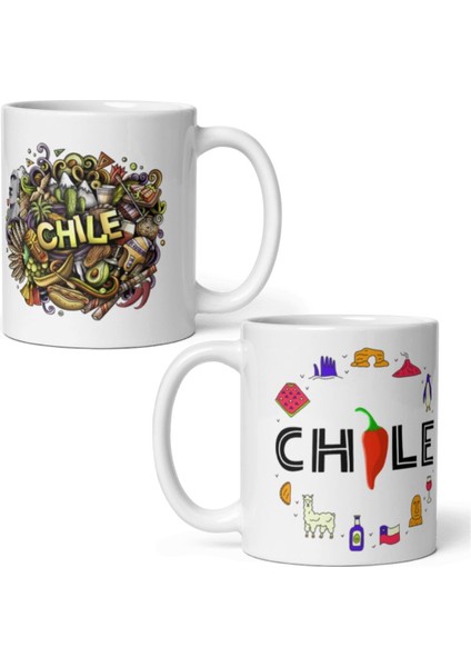 Dünyadan Hediyeler Şili Kupa Bardak 2 Adet Seyahat Hatıra Chile Mug