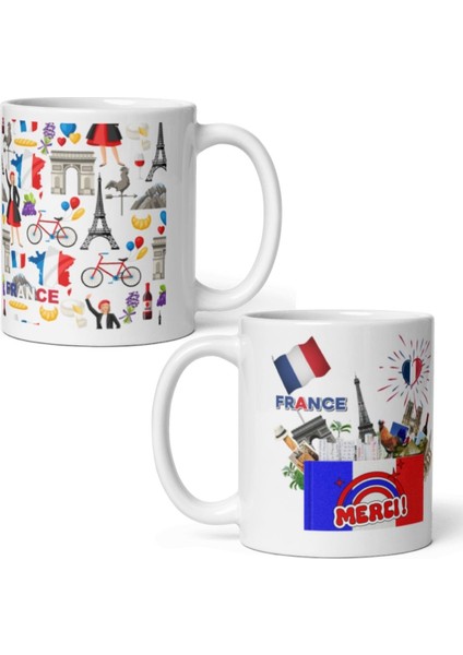 Fransa Kupa Bardak 2 Adet Seyahat Hatıra France Mug