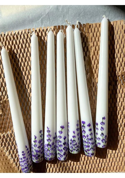 Lavanta Desenli 2li Şamdan Mum Seti - 2 Adet Mum - Sevgililer Günü Anneler Günü Hediyesi fiyatları