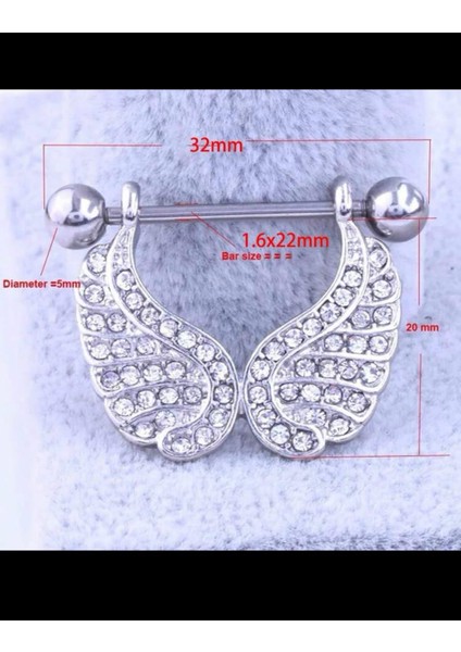 Melek Kanatlı Meme Ucu Nipple Piercingi ( 1 Adet )