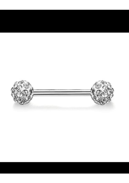 Cerrahi Çelik Kristal Taşlı Nipple Meme Ucu Piercingi