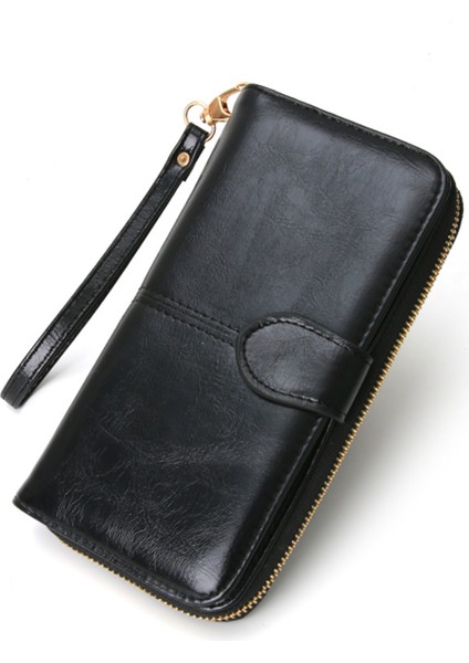 Yeni Fermuarlı Yağ Mumu Deri Cüzdan Tokası Cep Telefonu Çanta Cüzdanı (Yurt Dışından) fiyatları