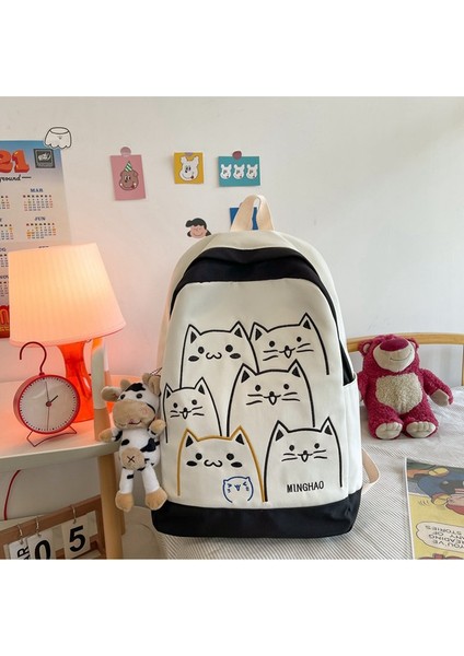 Sevimli Ins Rüzgar Okul Çantası Kadın Büyük Kapasiteli Kore Versiyonu Hafif Sırt Çantası (Yurt Dışından)