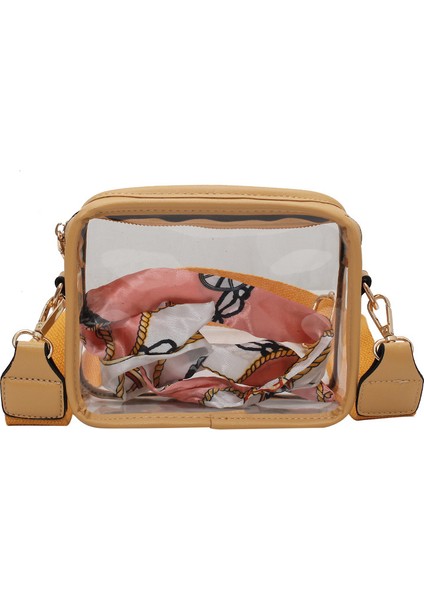 Şeffaf Çanta Geniş Omuz Askısı Küçük Kare Çanta Pvc Tek Omuz Çapraz Cep Telefonu Çantası (Yurt Dışından)