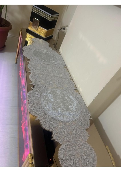 Yeni Lüks Runner Salon Oda Sehpa Masa Örtüsü Kadife Salon Takımı 5 Parça Gri indirimleri