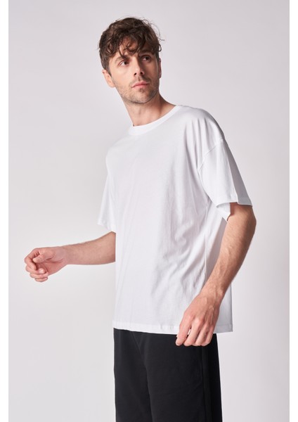 Erkek %100 Pamuk Oversize Kısa Kollu Bisiklet Yaka Tişört modelleri