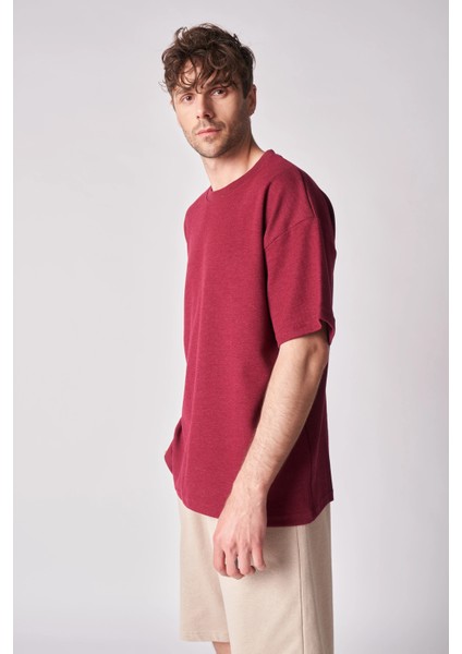 Erkek Dokulu Oversize Bisiklet Yaka Kısa Kollu Tişört modelleri