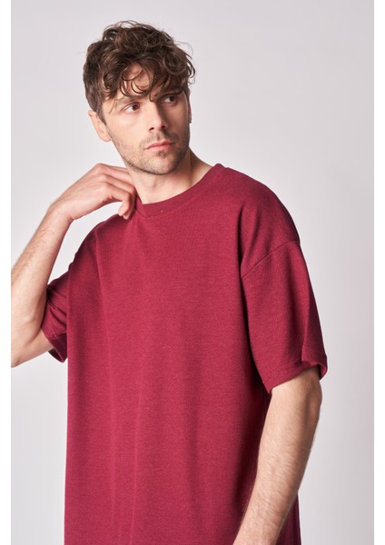 Erkek Dokulu Oversize Bisiklet Yaka Kısa Kollu Tişört fırsatları