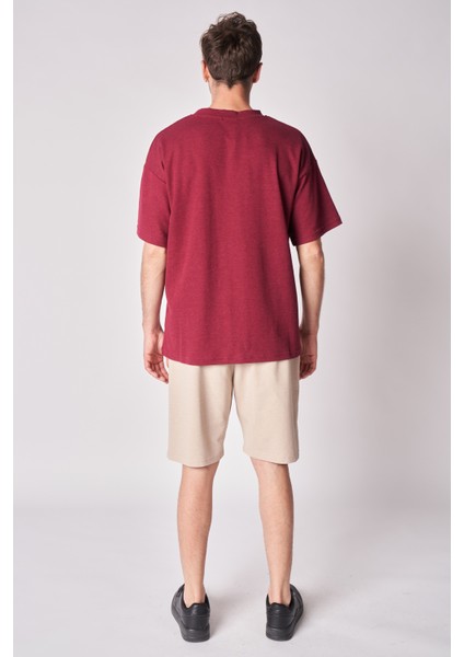 Erkek Dokulu Oversize Bisiklet Yaka Kısa Kollu Tişört indirimleri