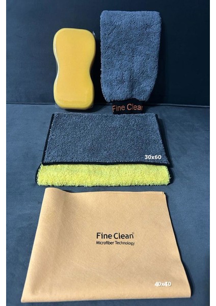 4 Parça Mikrofiber , Güderi Oto Yıkama Araç Kurulama Araba Temizleme Seti