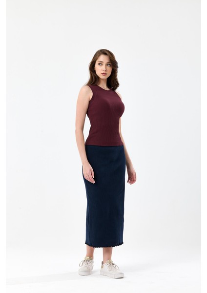 Bordo Bisiklet Yaka Kolsuz %95 Pamuklu Fitilli Kaşkorse Atlet Body fiyatları