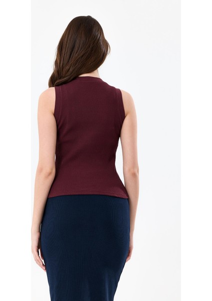 Bordo Bisiklet Yaka Kolsuz %95 Pamuklu Fitilli Kaşkorse Atlet Body indirimleri