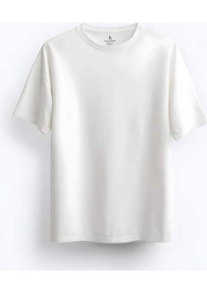 100% Pamuk Unisex Suprem Oversize Baskısız Bisiklet Yaka Beyaz Tişört