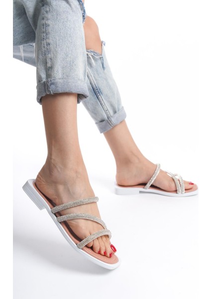 ARTI ARTI AYAKKABI MİA026-1602 Günlük Kadın Taşlı Somon Tatil Terliği fiyatları