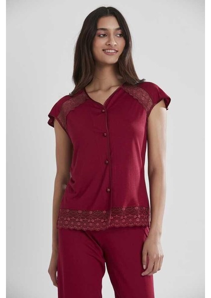 Pierre Cardin 6'lı Penye Modal Gecelik Sabahlık Çeyiz Seti 5025 Bordo modelleri