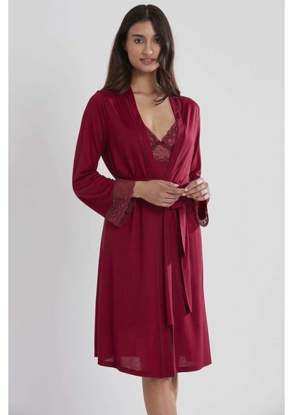 Pierre Cardin 6'lı Penye Modal Gecelik Sabahlık Çeyiz Seti 5025 Bordo indirimleri