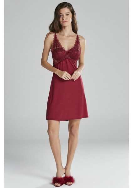 Pierre Cardin 5040 6'lı Modal Gecelik Sabahlık Çeyiz Seti Bordo