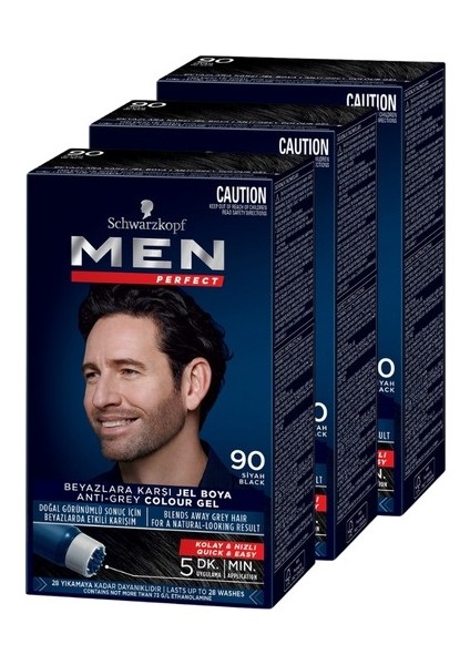 Nazikendam Schwarzkopf Men Perfect Erkek Saç Boyası 90 - Siyah 3 Adet