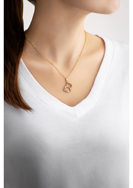 Mini B Harfi Renkli Zirkon Taşlı 18 Ayar Sarı Altın Kaplama 45 cm Gümüş Kolye modelleri