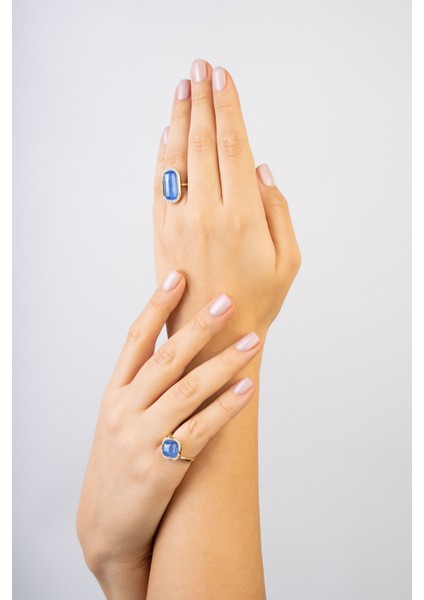 Safir Zarafeti 18 Ayar Sarı Altın Kaplama Gümüş Tasarım Yüzük modelleri