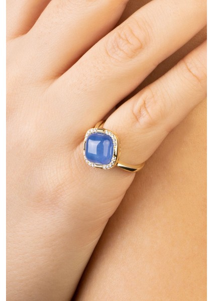 Safir Zarafeti 18 Ayar Sarı Altın Kaplama Gümüş Tasarım Yüzük fırsatları