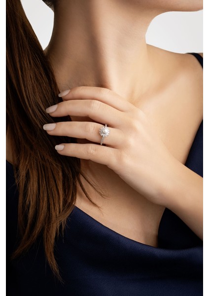 Inci Çiçeği 18 Ayar Beyaz Altın Kaplama Gümüş Yüzük fiyatları