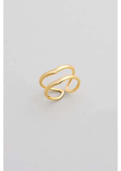 Modern Zaman 18 Ayar Sarı Altın Kaplama Ayarlanabilir Gümüş Minimal Yüzük