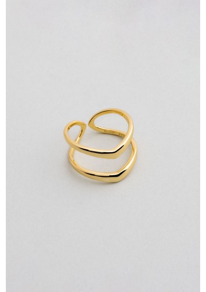 Modern Zaman 18 Ayar Sarı Altın Kaplama Ayarlanabilir Gümüş Minimal Yüzük fiyatları